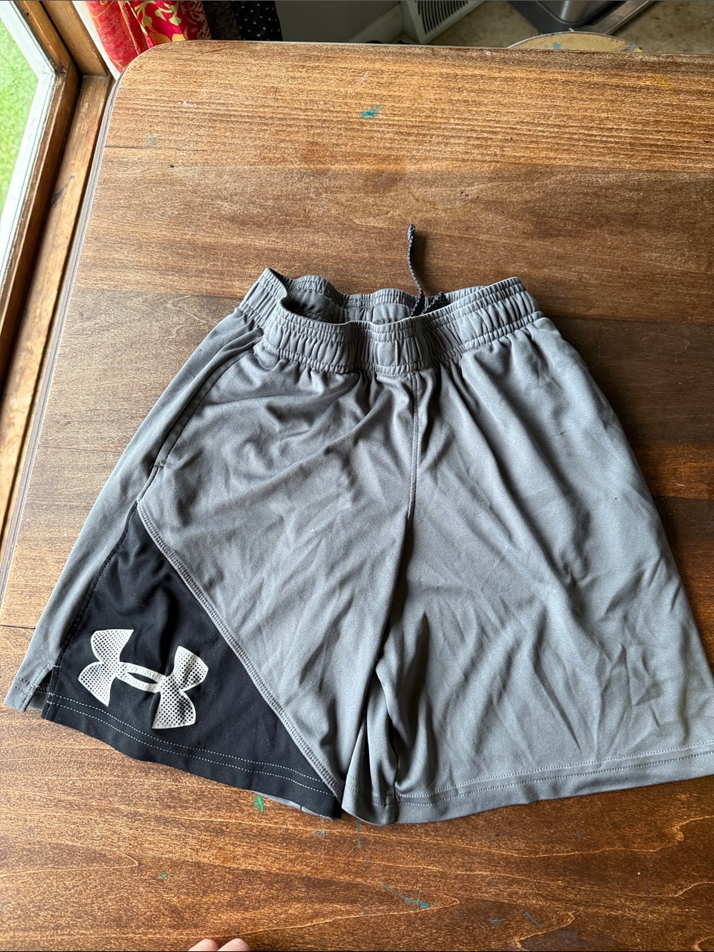 Under Armour Gray and Black Boys' Athletic Shorts